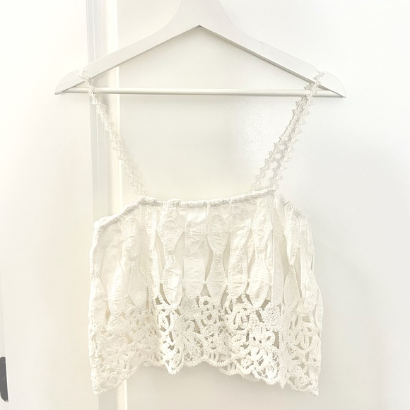 Zara Tops Zara White Floral Crop Tank Poshmark